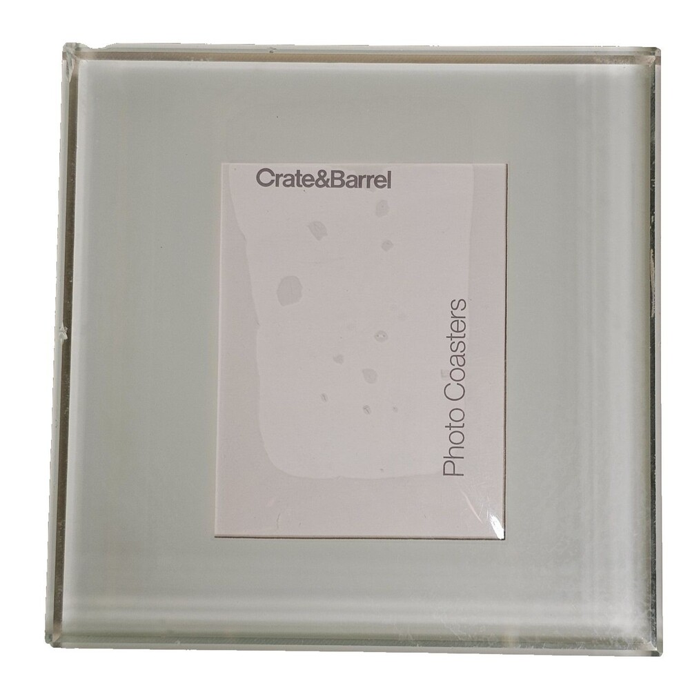 Crate & Barrell Picture Frame Coasters Glass 3.5" x 3.5" Pre-Owned Set of 3